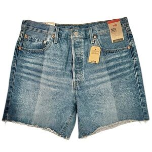 Levi’s Color Block Glowing 501 High Rise Easy Hip Mid Thigh Denim Jean Shorts 34